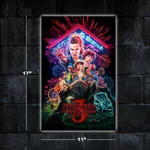Stranger Things season 3 illustrated poster - 11x17 wall art print merch gift